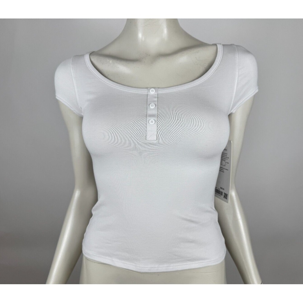 Lululemon‎ Cap Sleeve Hanley T-shirt Women S NWT $58 Scoop neck Stretch White
